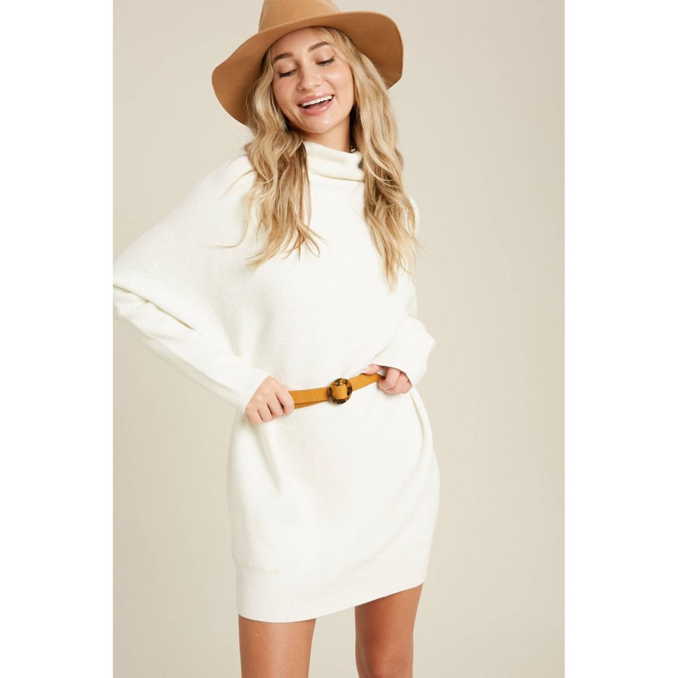 SLOUCH NECK DOLMAN TUNIC SWEATER