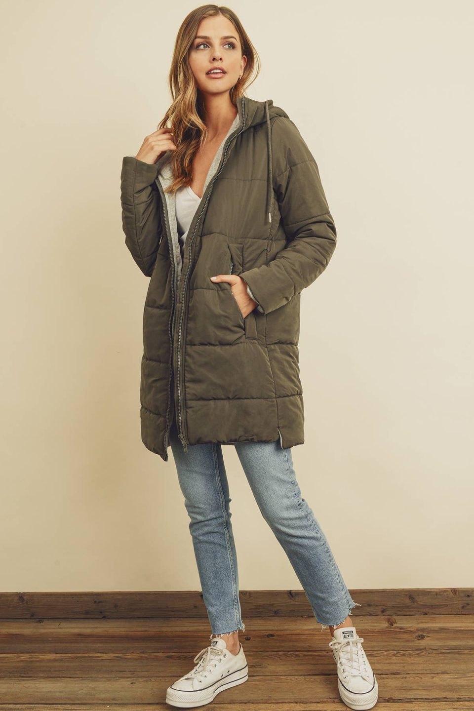 Hooded Puffer Jacket Olive