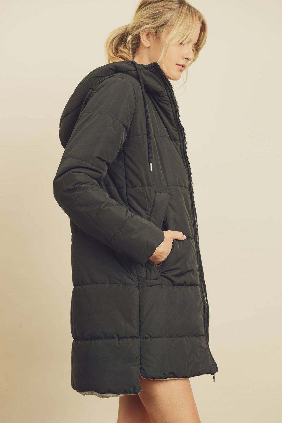 Hooded Puffer Jacket Black