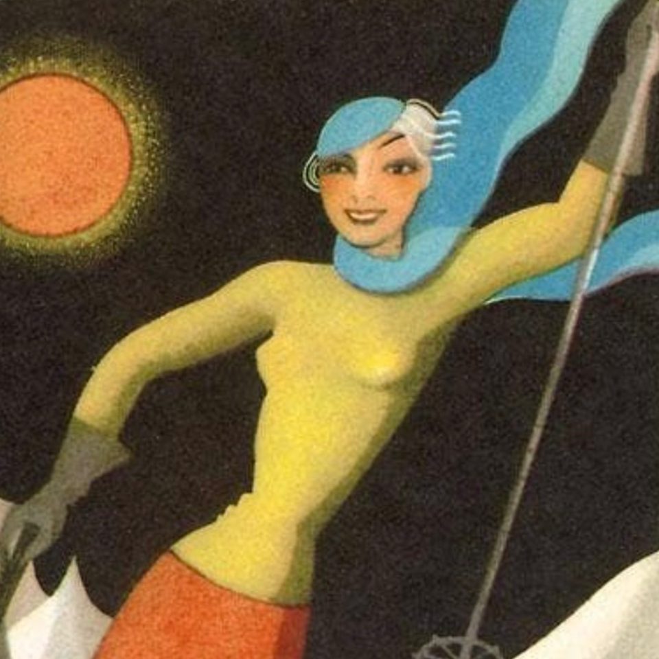 Confident Lady Skier Magnet