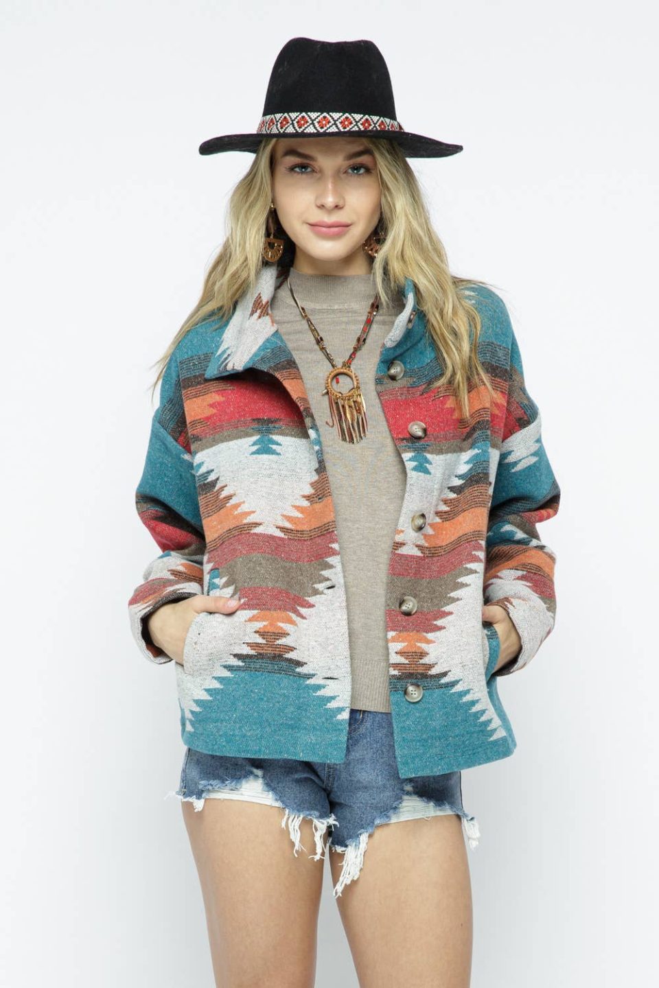 Soft Comfy Light Weight Aztec Pattern Jacket
