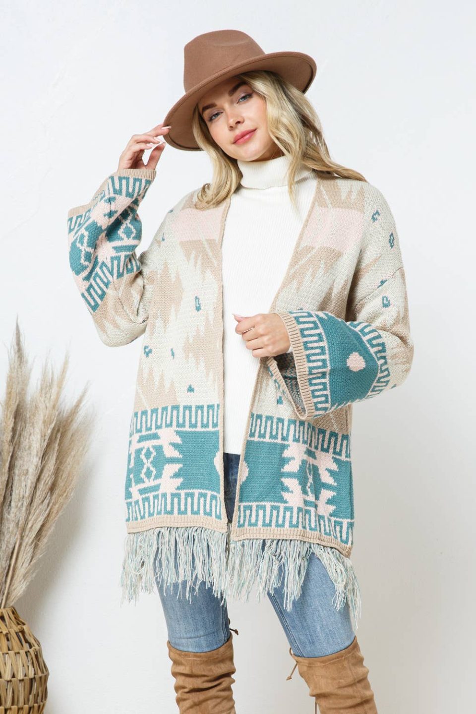 Bell Sleeve Aztec Fringe Cardigan