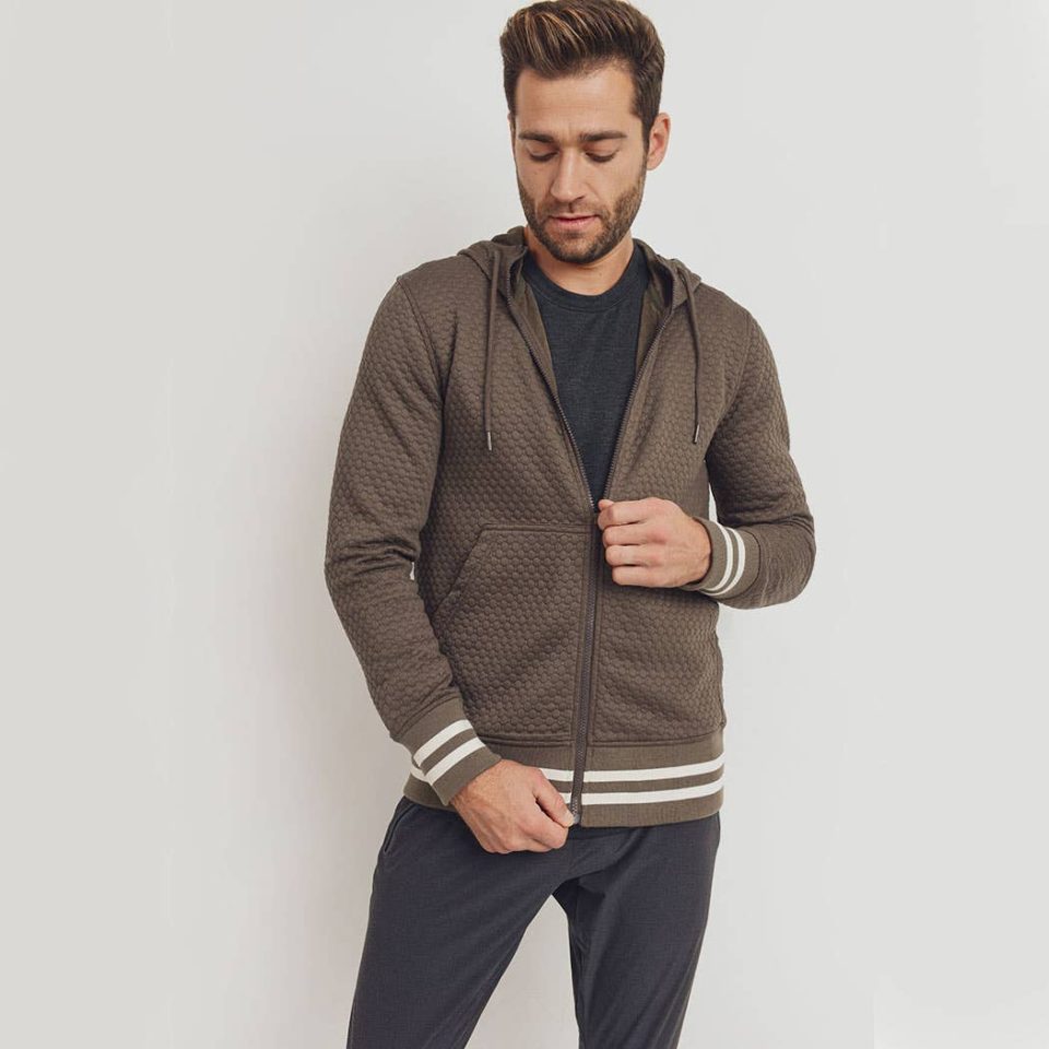 Honeycomb Quilted Varsity Hoodie Jacket