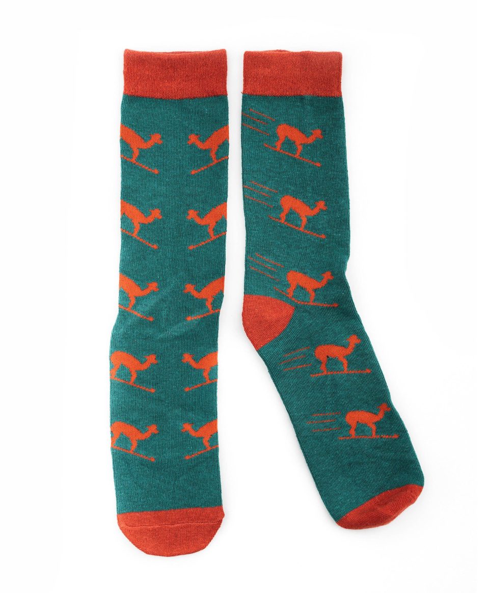 Skiing Alpaca Green Dress Socks