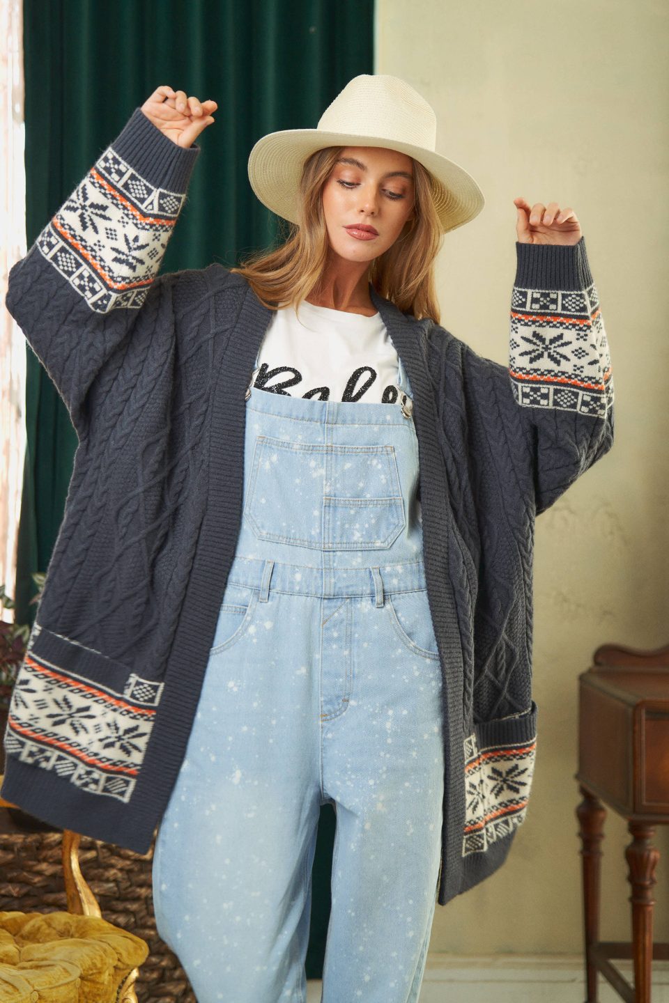 Printed Long Sleeve Cardigan