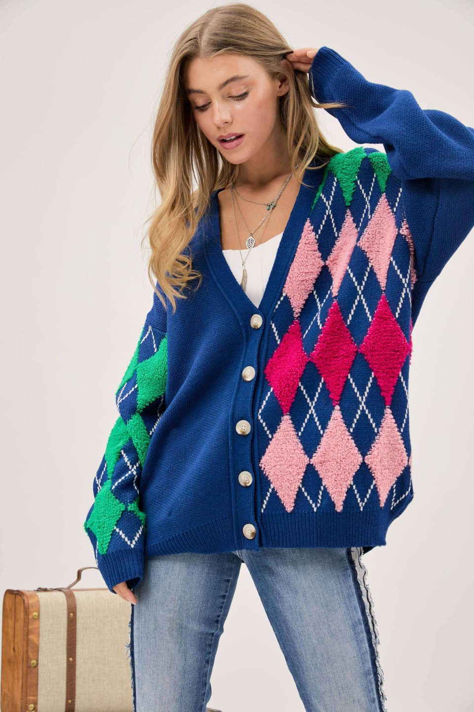 Argyle Button Down Cardigan