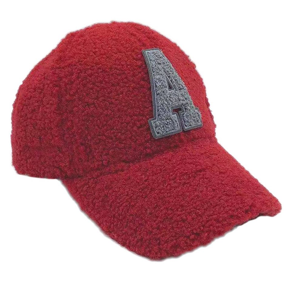 Letter A Sherpa Patch Baseball Cap Burgandy
